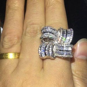 New Luxury Flower Diamond 925 Sterling Silver Ring